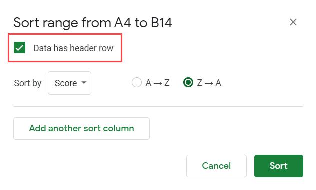 Cách sắp xếp dữ liệu theo hàng ngang trong Google Sheets